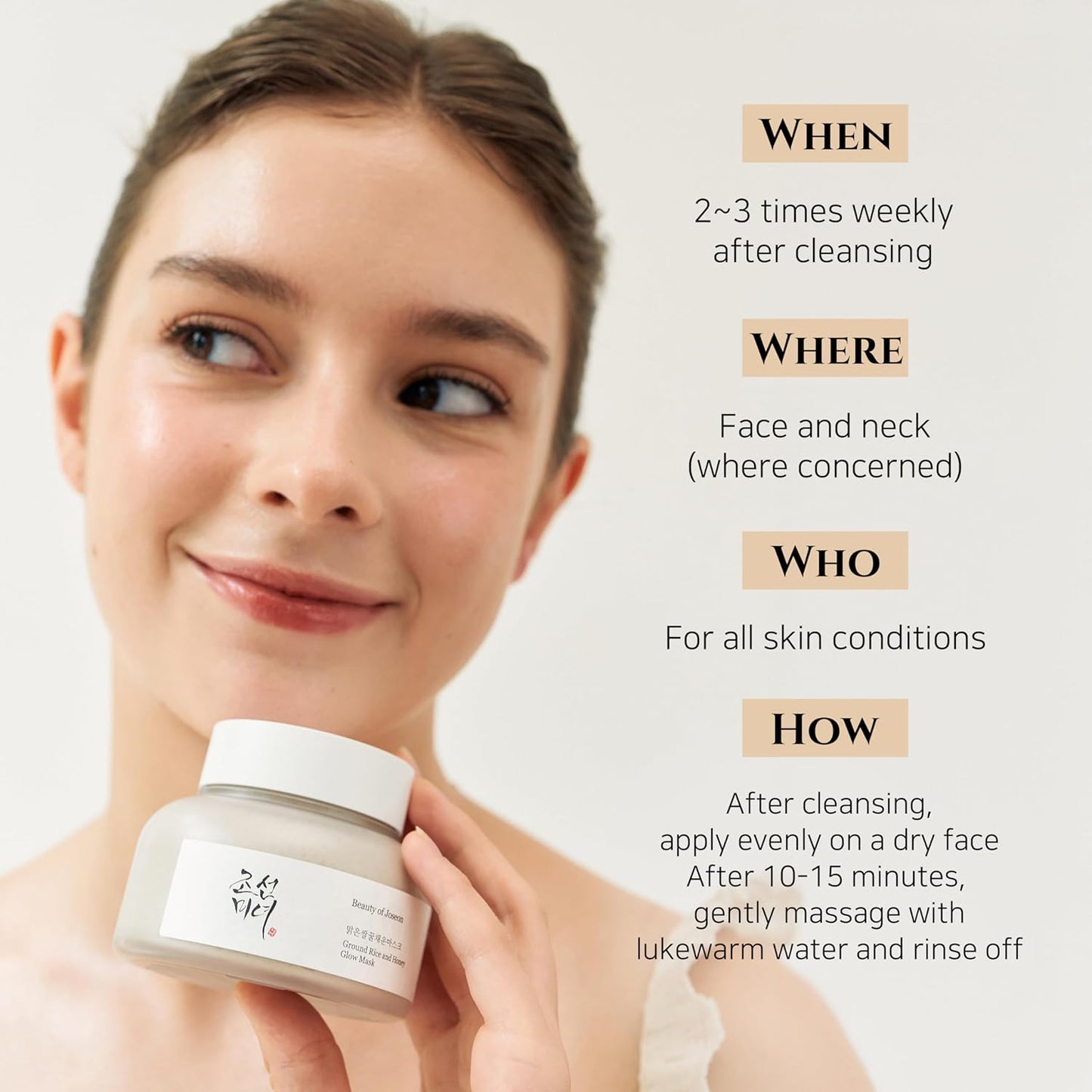 Beauty of Joseon Reis- und Honig-Glow-Maske zur Pflege der Poren und Sebumkontrolle für trockene, empfindliche Haut, koreanische Hautpflege für Männer und Frauen, 150 ml