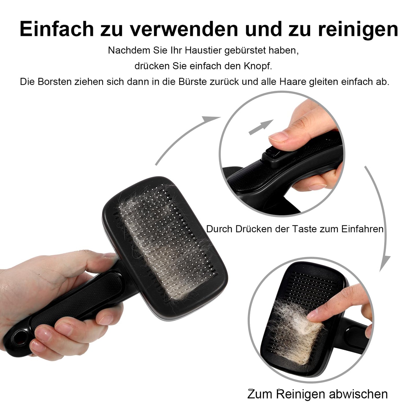 Hundebürste für Hunde und Katzen, selbstreinigend, Katzenbürste für Unterwolle und loses Fell