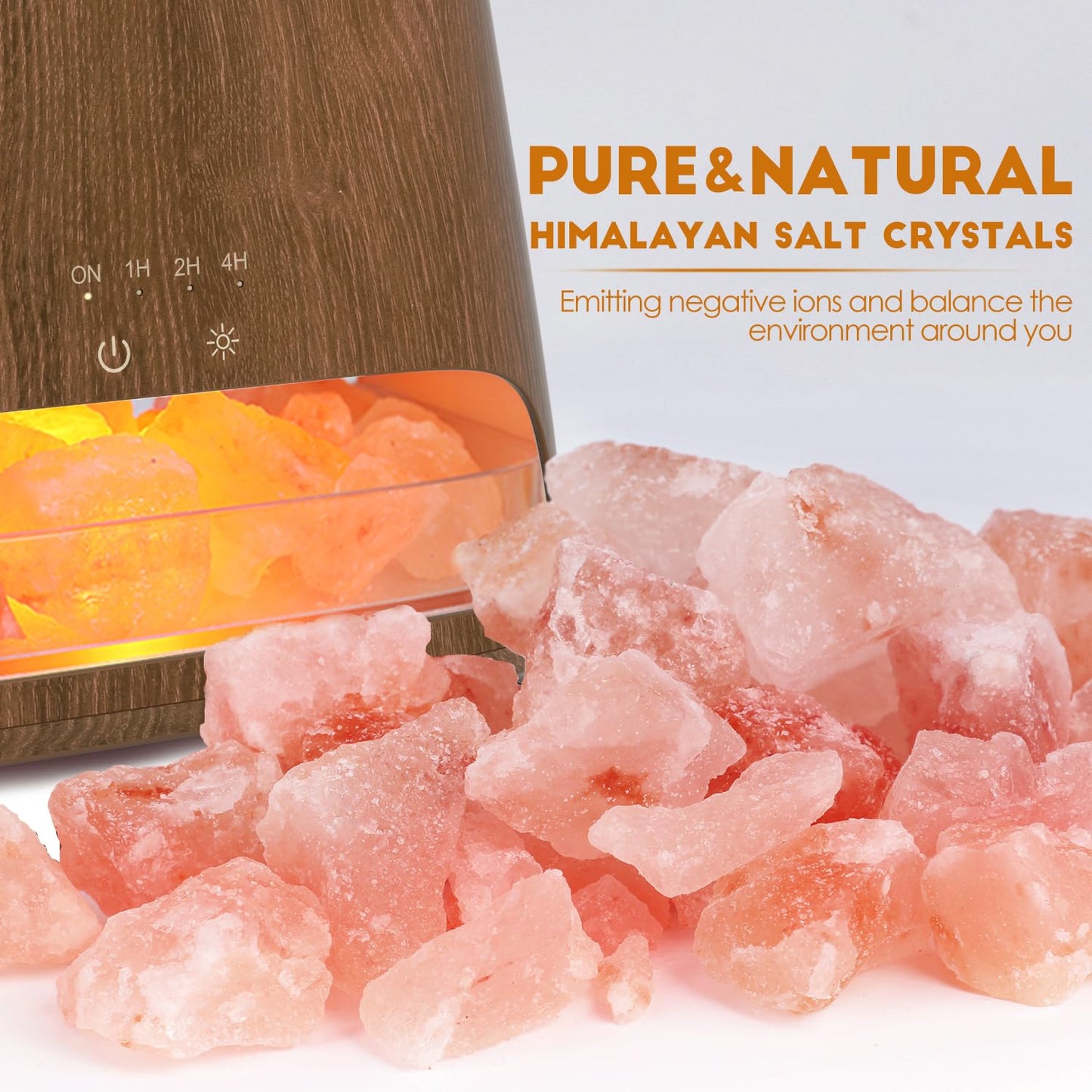 2-in-1 Aroma Diffuser & Salt Range Pakistan Light, Flame Effect for Essential Oils, Humidifier with 3 Brightness, 150 ml