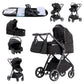 3-in-1 Pram Set with Seat, Baby Bed is Foldable, Adjustable Reclining Position,up to 15 kg, 0-3 Years