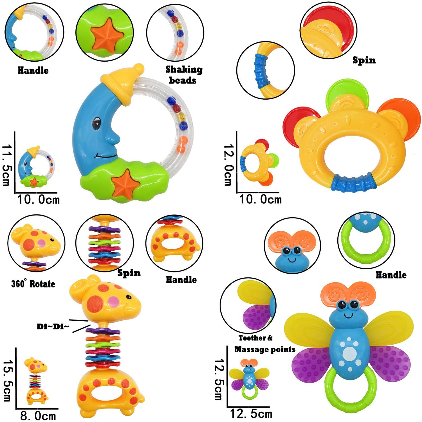 Spielzeug, Baby Rattle Teething Ring Set Baby Toy 6 Months Baby (11 Pieces)