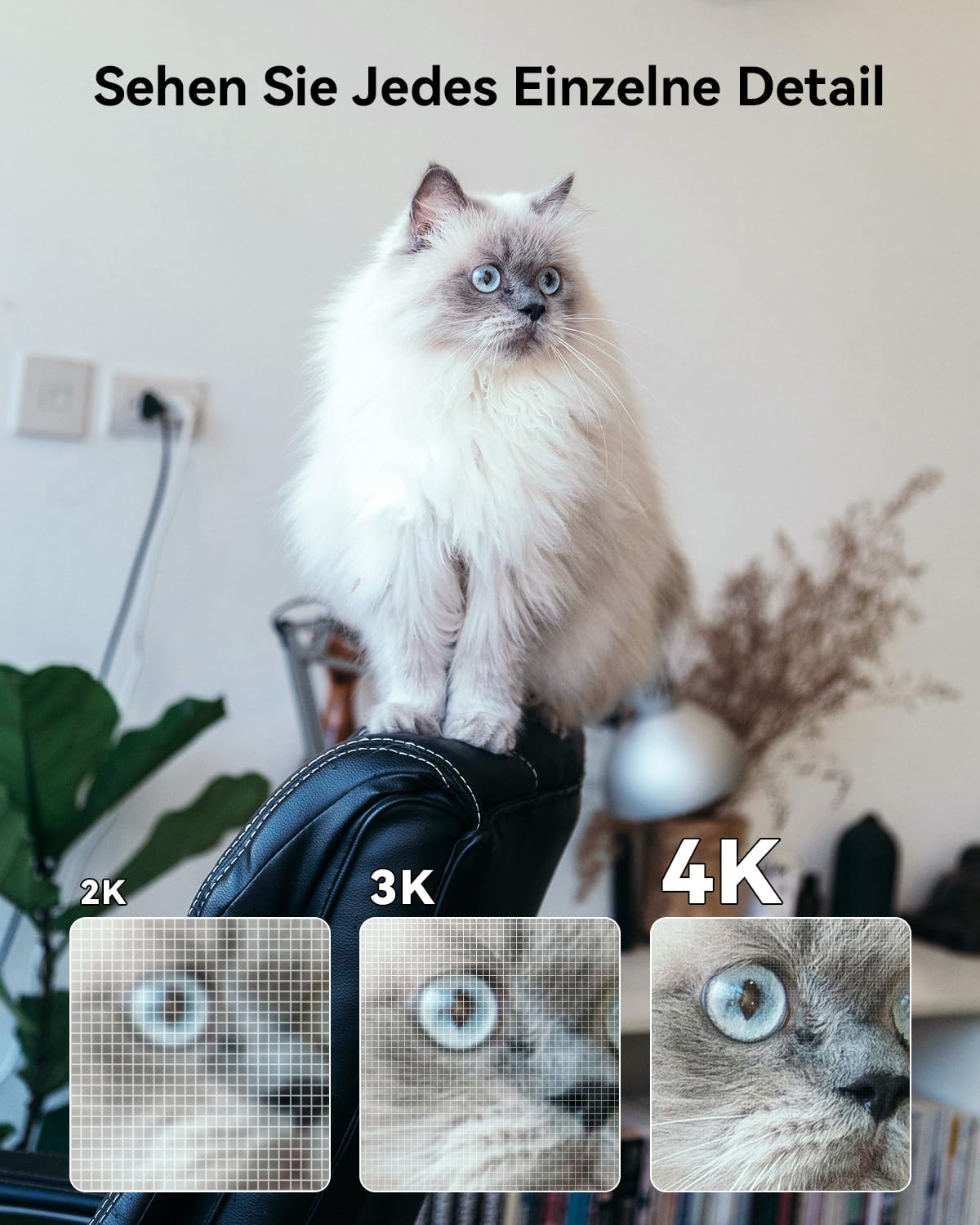 2K Überwachungskamera Innen 355°/70°, 3MP WLAN Kamera Indoor