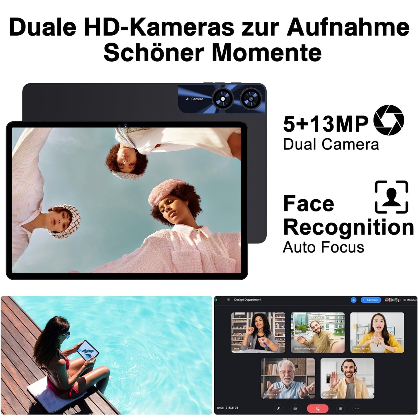 Tablet 11 Zoll Android mit, 24GB RAM 256GB ROM TF 1TB, Octa-Core, GMS, 5G WiFi 6, Bluetooth 5.0