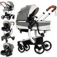 Reenborn 3-in-1 Pushchair, Buggy with Two Reversible Sliding Modes, Pushchair with Frame Aluminium Alloy, Baby Pram, 3-in-1 Complete Set with One-Click Folding Design