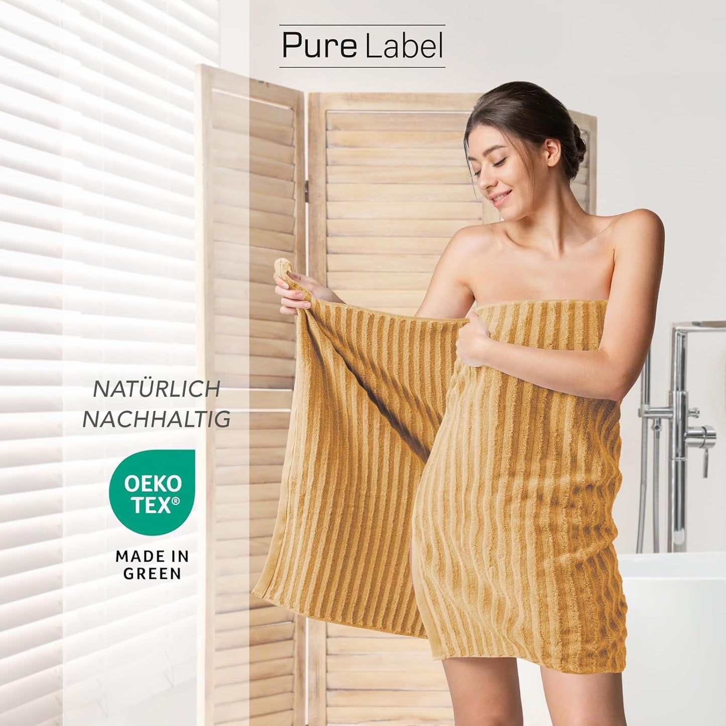 Pure Label 6-Piece Hand Towel Set with Hanging Loops Made of 100% Cotton, Absorbent and Soft, 2 x Bath Towels (70 x 140 cm), 2 x Hand Towels (50 x 100 cm), 2 x Guest Towels (30 x 50 cm),