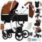 Reenborn 3-in-1 Pushchair, Buggy with Two Reversible Sliding Modes, Pushchair with Frame Aluminium Alloy, Baby Pram, 3-in-1 Complete Set with One-Click Folding Design