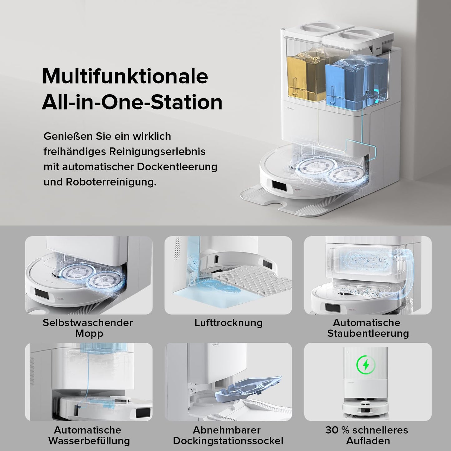 Robot Vacuum Cleaner with Wiping Function, 8000Pa Suction Power Anti-Tangling Side Brush, Obstacle Avoidance