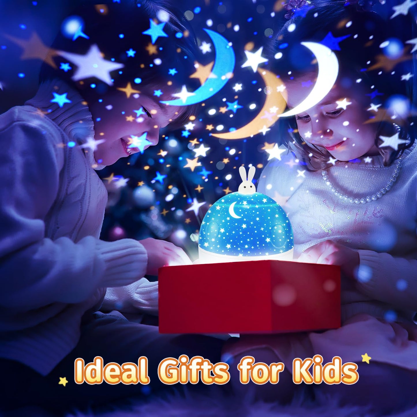 Sternenhimmel Projektor Kinder mit 15 Film, Nachtlicht Baby,Bluetooth,LED Projektor Sternenhimmel Nachttischlampe Kinder