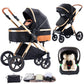 Shineey 3-in-1 Pushchair, Buggy, Foldable Pushchair Set, Combination Pushchair 3-in-1 with Large Comfortable Baby Carrycot Frame, Aluminium Alloy