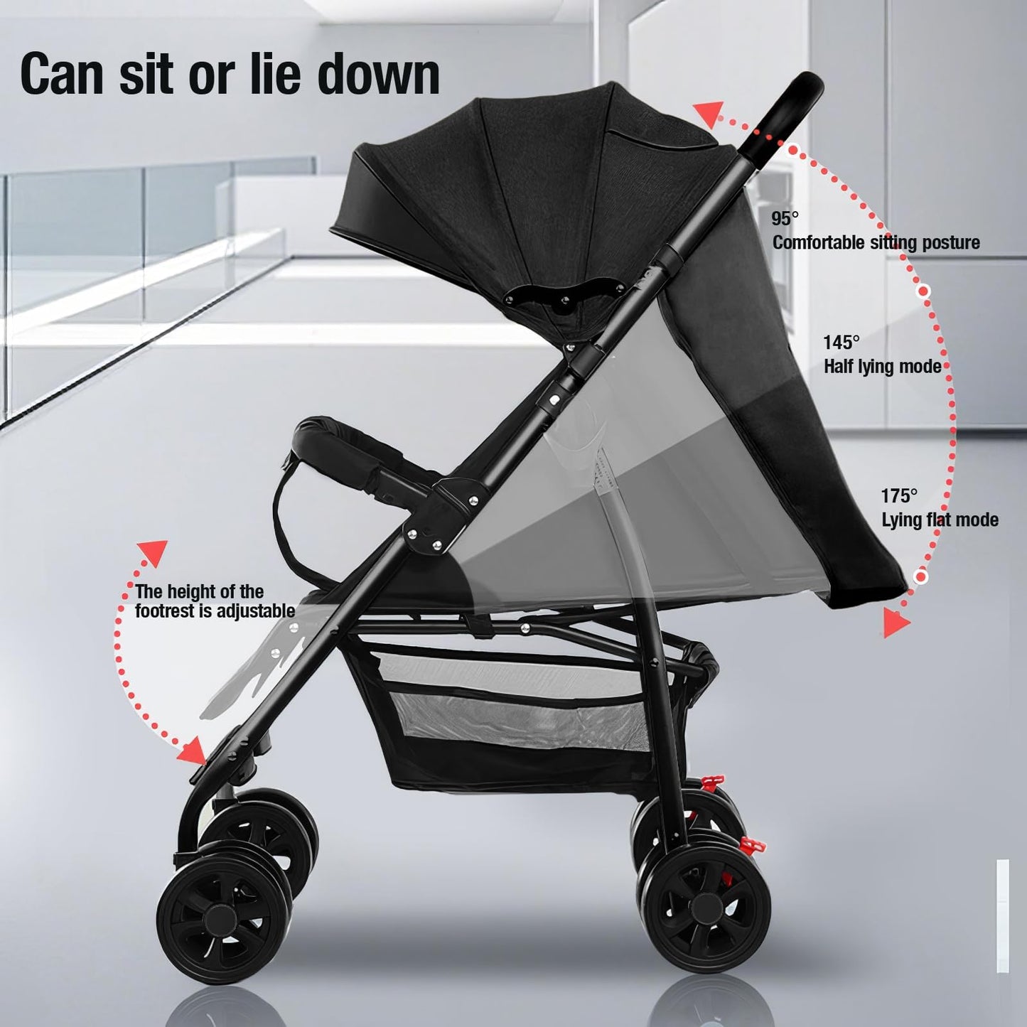 Reenborn 3-in-1 Pushchair, Buggy with Two Reversible Sliding Modes, Pushchair with Frame Aluminium Alloy, Baby Pram, 3-in-1 Complete Set with One-Click Folding Design