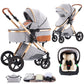 Shineey 3-in-1 Pushchair, Buggy, Foldable Pushchair Set, Combination Pushchair 3-in-1 with Large Comfortable Baby Carrycot Frame, Aluminium Alloy