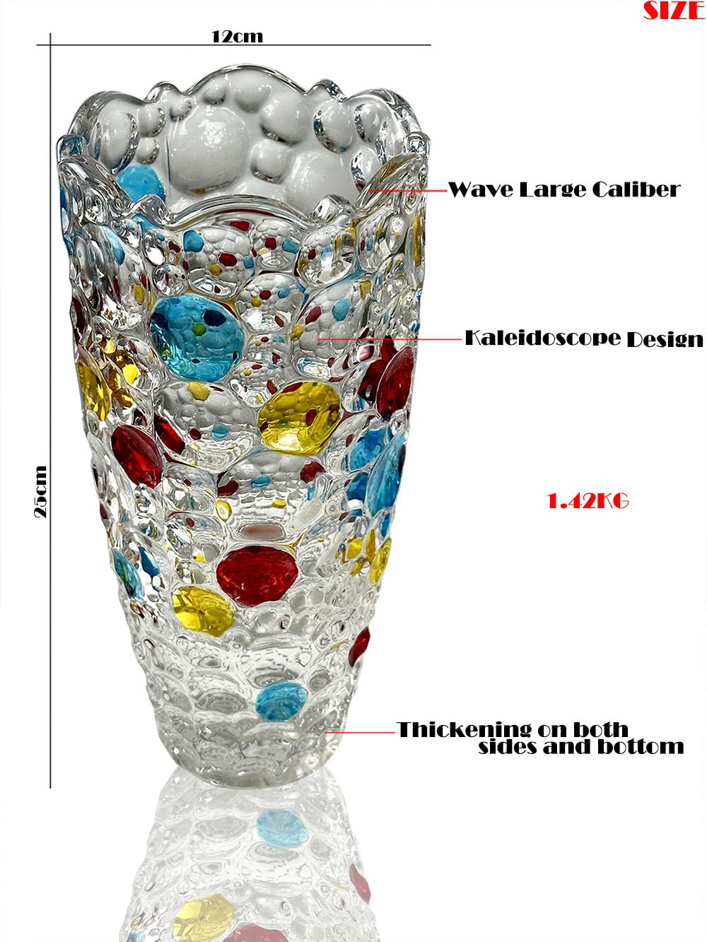 Black Grey Vase, Flower Vase, Large Tall Glass Vases for Decoration, Aesthetic, Large Glass Vase with Ribbed Texture, Modern Living Room, Black Art Decoration