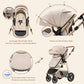 3-in-1 Pram Set with Seat, Baby Bed is Foldable, Adjustable Reclining Position,up to 15 kg, 0-3 Years