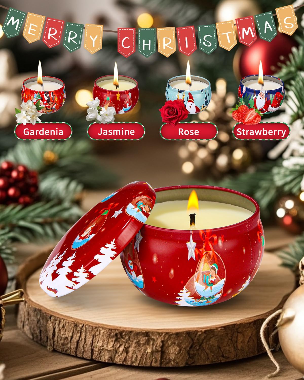 4 Stück Duftkerzen Geschenkset, 2,5 OZ Sojawachs Aromatherapie Kerzen,Damen Aroma Kerze Geschenk-Set für Geburtstag Geschenk, Valentinstag