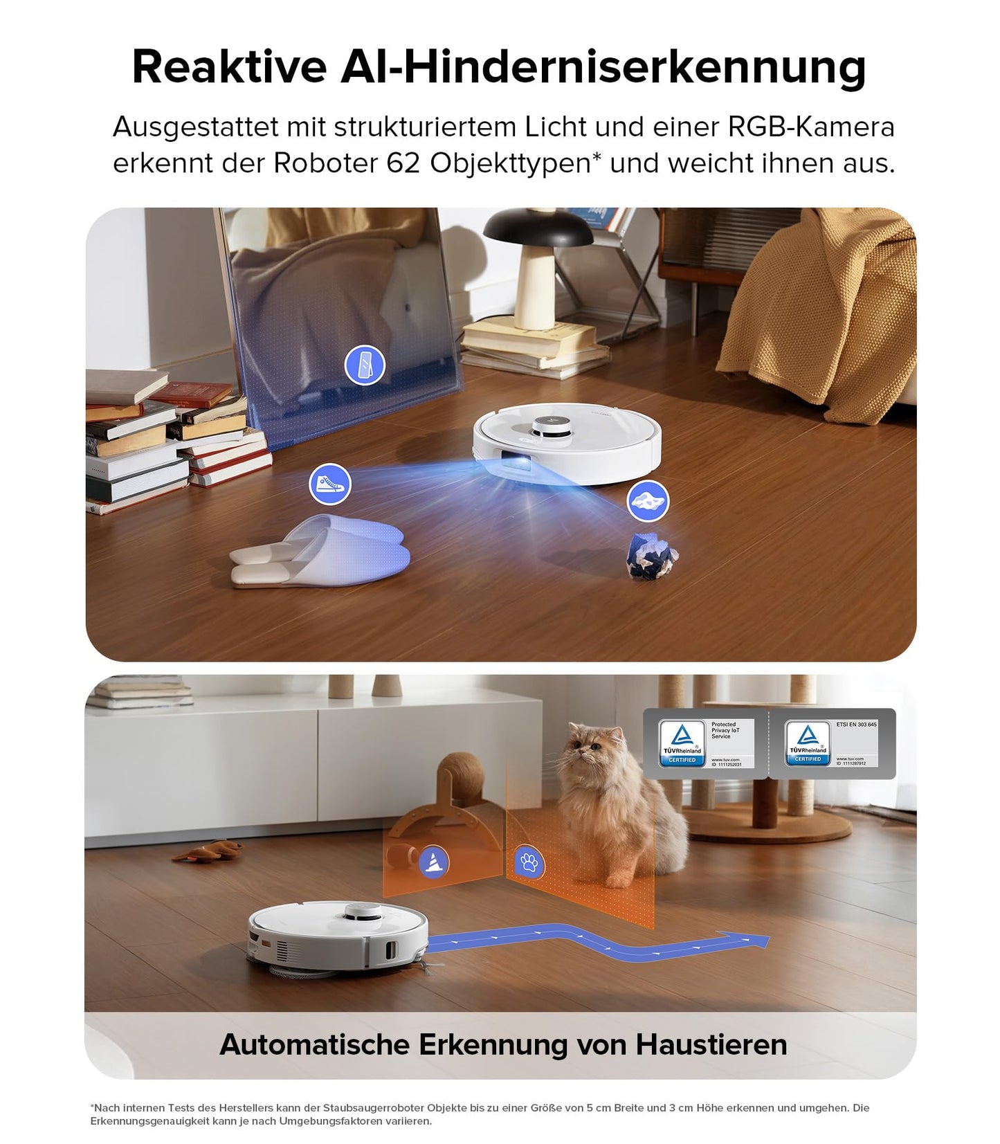 roborock Qrevo Edge Robot Vacuum Cleaner with Mop Function, Edge Cleaning, Heatable Mop, 75°C Hot Water