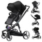 Reenborn 3-in-1 Pushchair, Buggy with Two Reversible Sliding Modes, Pushchair with Frame Aluminium Alloy, Baby Pram, 3-in-1 Complete Set with One-Click Folding Design
