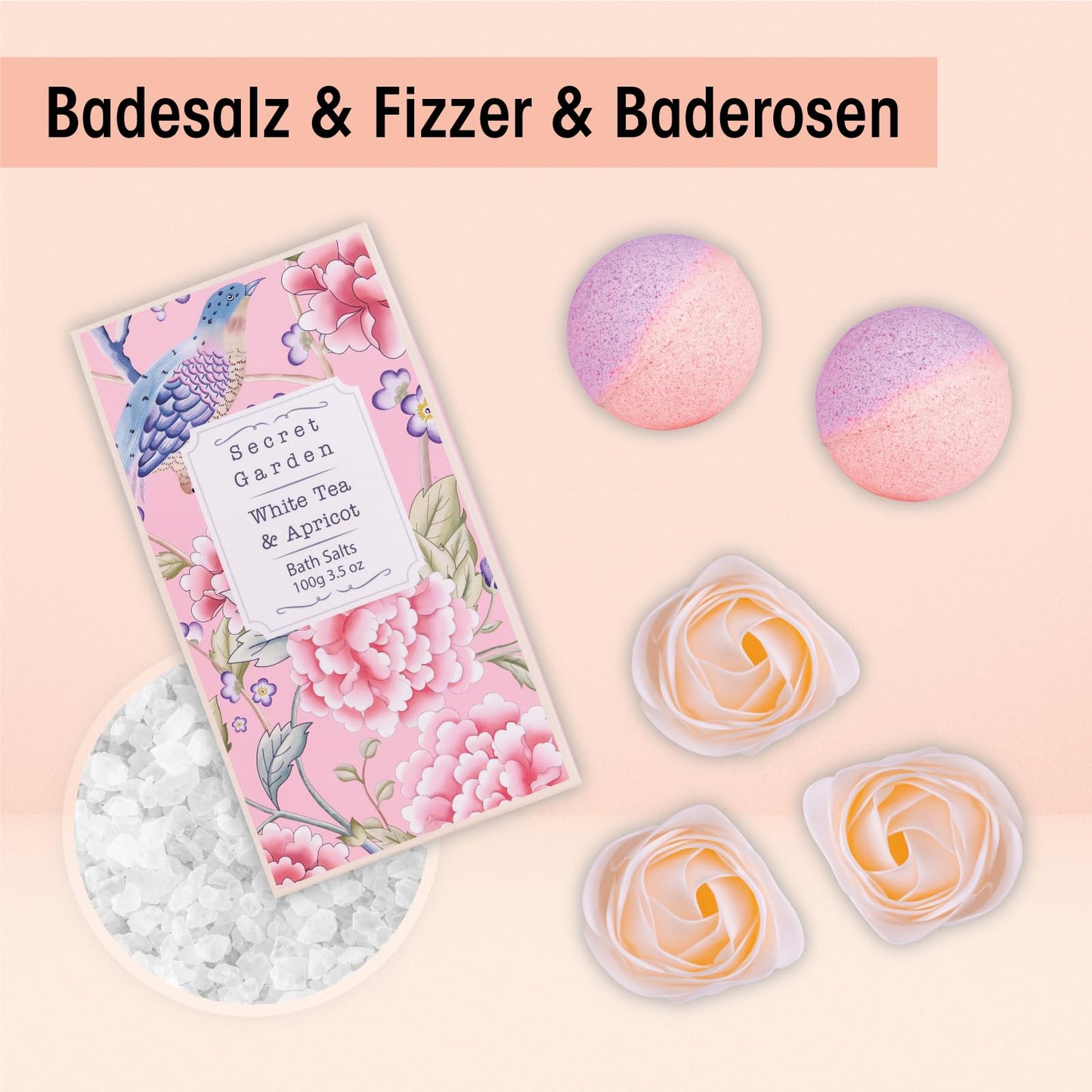 Accentra – Duschset Frauen Geschenkset im Holzkorb – 8-teiliges Pflegeset mit Duschgel, Bodylotion, Badezusätzen, Peeling & Handcreme – Wellness Geschenk Set