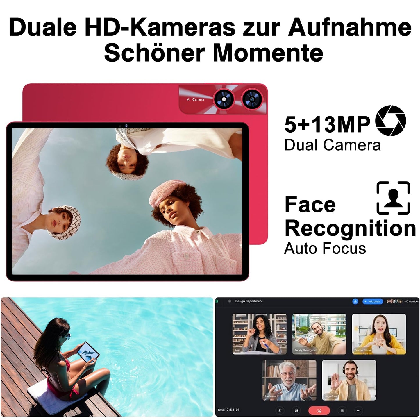 Tablet 11 Zoll Android mit, 24GB RAM 256GB ROM TF 1TB, Octa-Core, GMS, 5G WiFi 6, Bluetooth 5.0