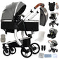 Reenborn 3-in-1 Pushchair, Buggy with Two Reversible Sliding Modes, Pushchair with Frame Aluminium Alloy, Baby Pram, 3-in-1 Complete Set with One-Click Folding Design
