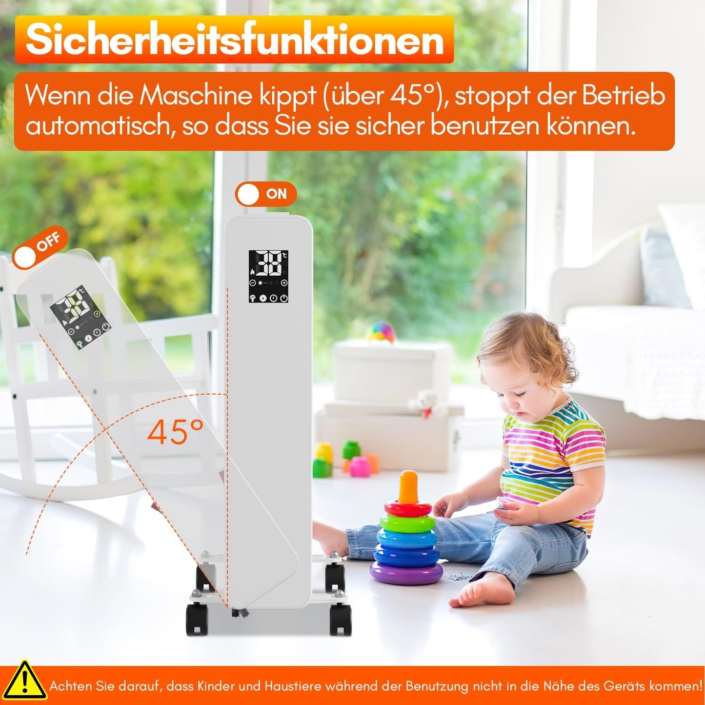 Heizung Fiqops Oil Radiator 2500 W, Energy Saving with 11 Ribs 3 Heat Settings, Thermostat, WiFi App & Remote Control, Digital Display