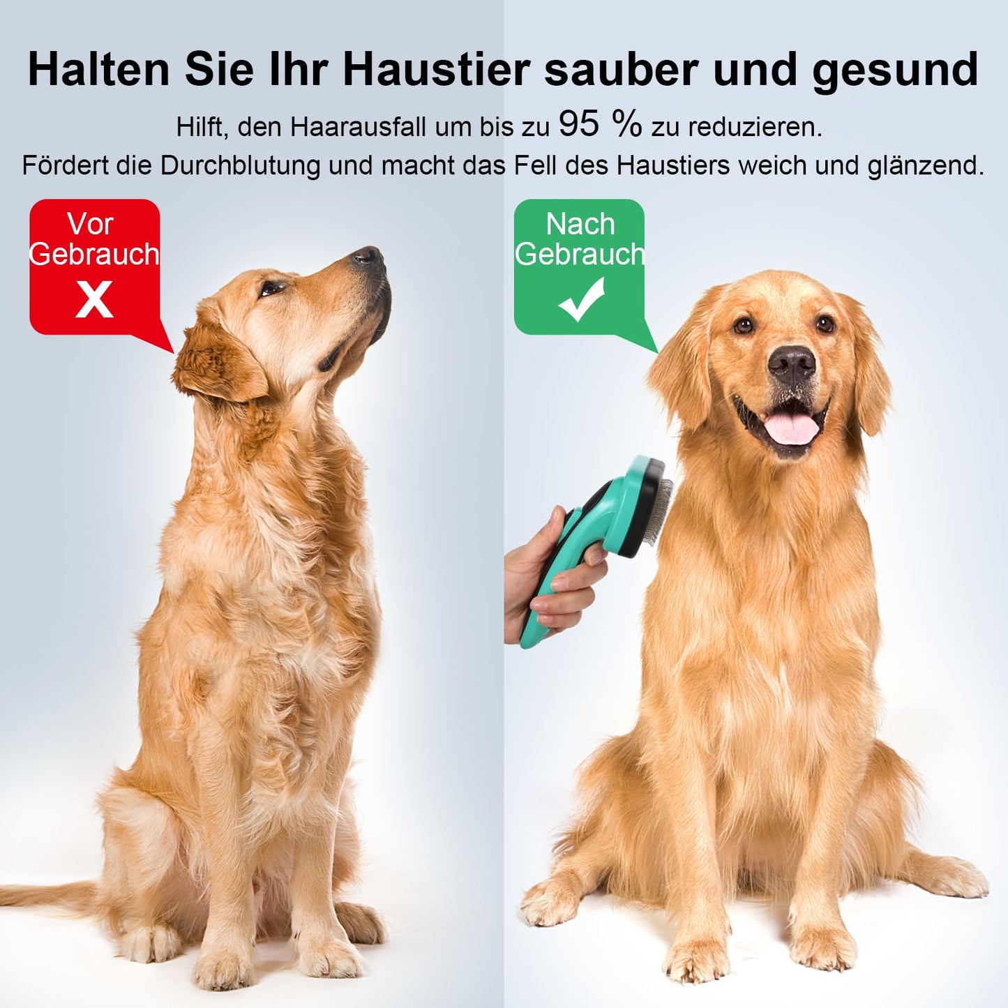 Hundebürste für Hunde und Katzen, selbstreinigend, Katzenbürste für Unterwolle und loses Fell
