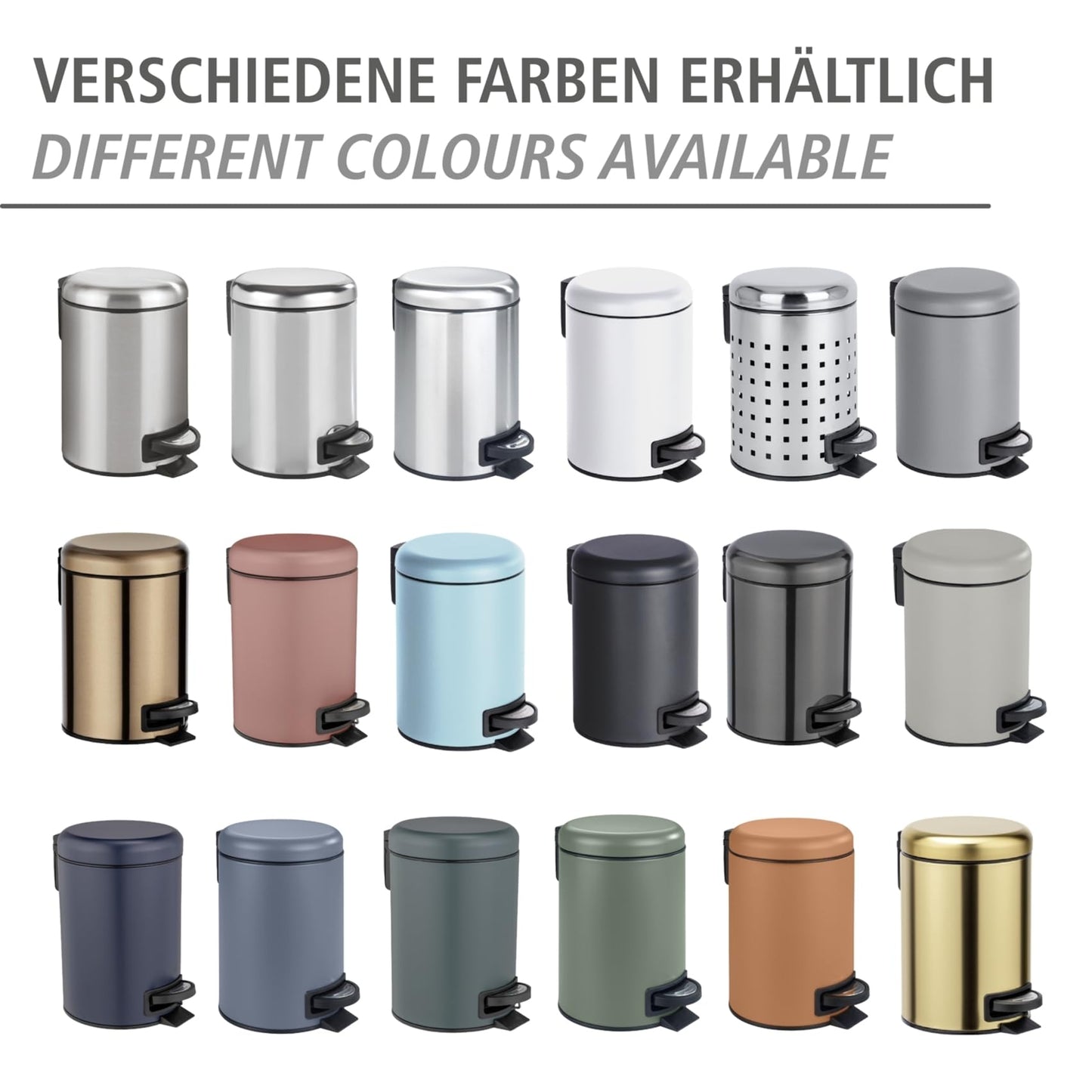 WENKO Leman Cosmetic Pedal Bin Matte Gold 3 L – Cosmetic Bin, Rubbish Bin with Anti-Fingerprint Capacity: 3 litres, stainless steel, 17 x 25 x 22.5 cm, gold