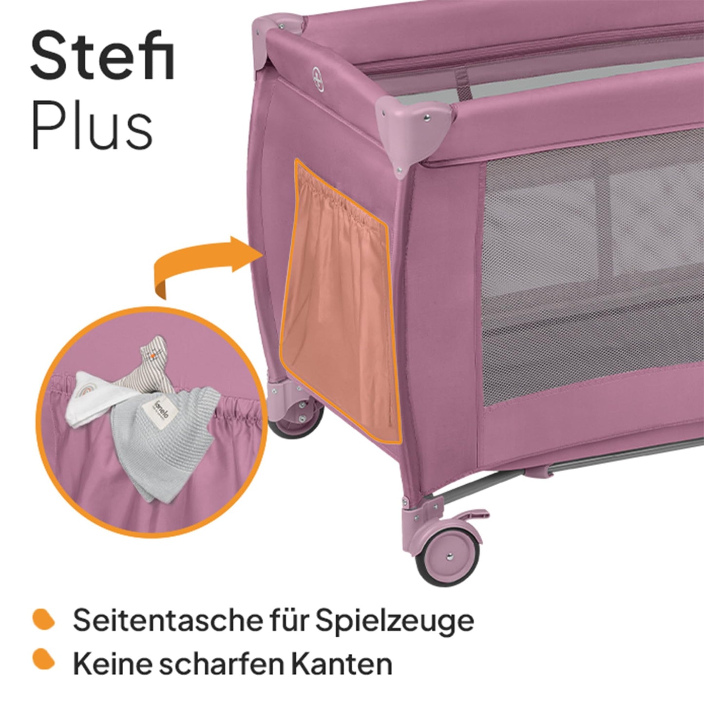 Reisebett bis 15 kg Babybett Kinderreisebett mit Matratze Seitlicher Eingang mit Reißverschluss