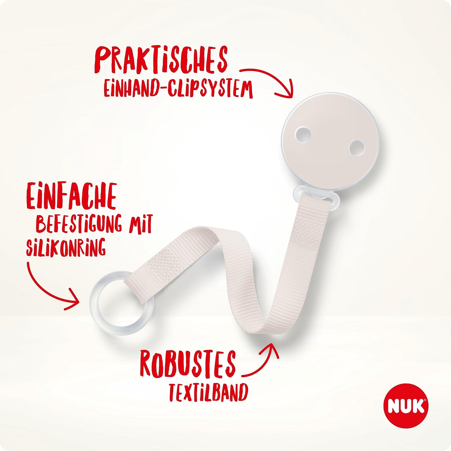 NUK Disney Winnie Puuh Schnullerband & Clip | Für alle Schnuller mit und ohne Ring