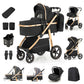 3-in-1 Pram Set with Seat, Baby Bed is Foldable, Adjustable Reclining Position,up to 15 kg, 0-3 Years