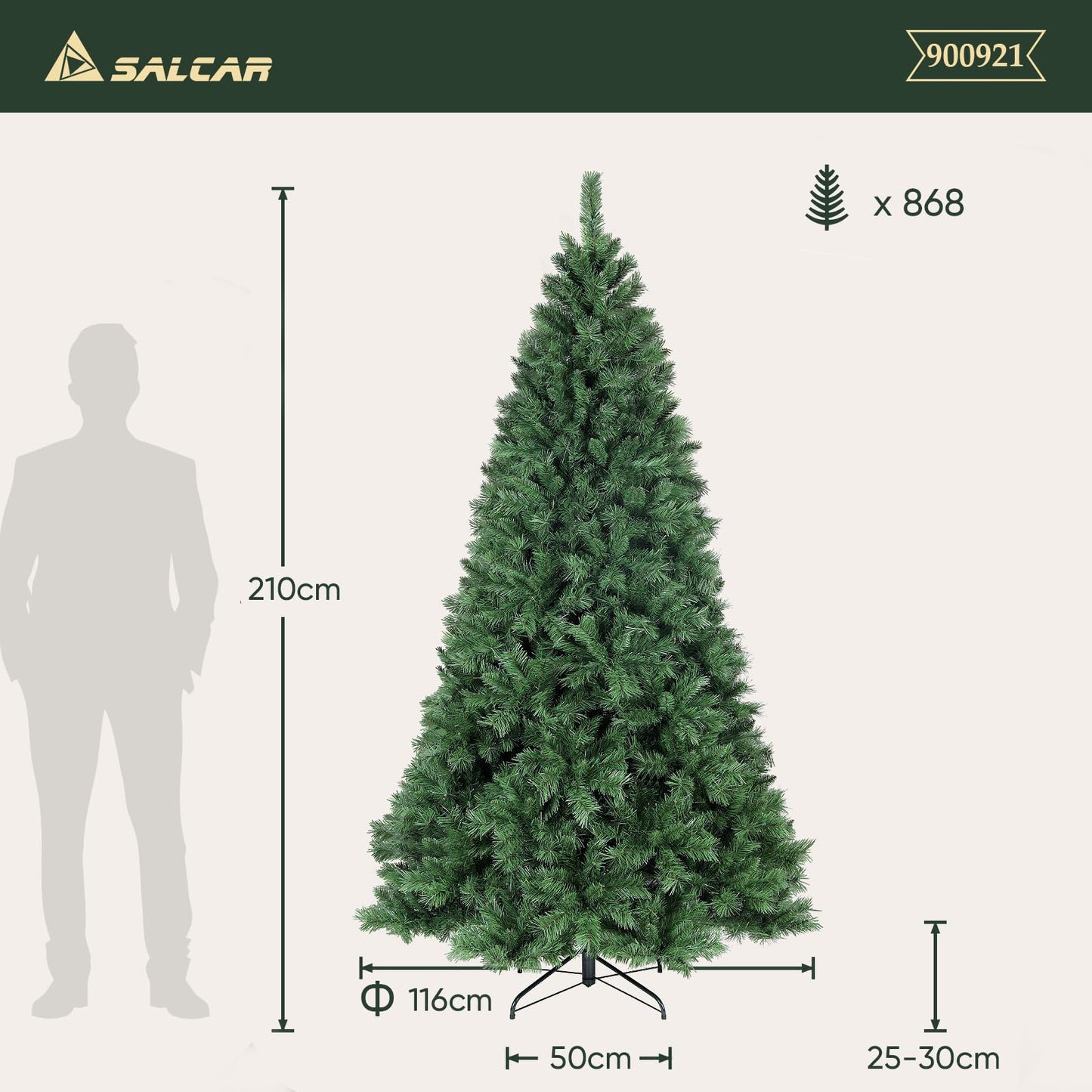 SALCAR Artificial Christmas tree, 60 cm - 270 cm