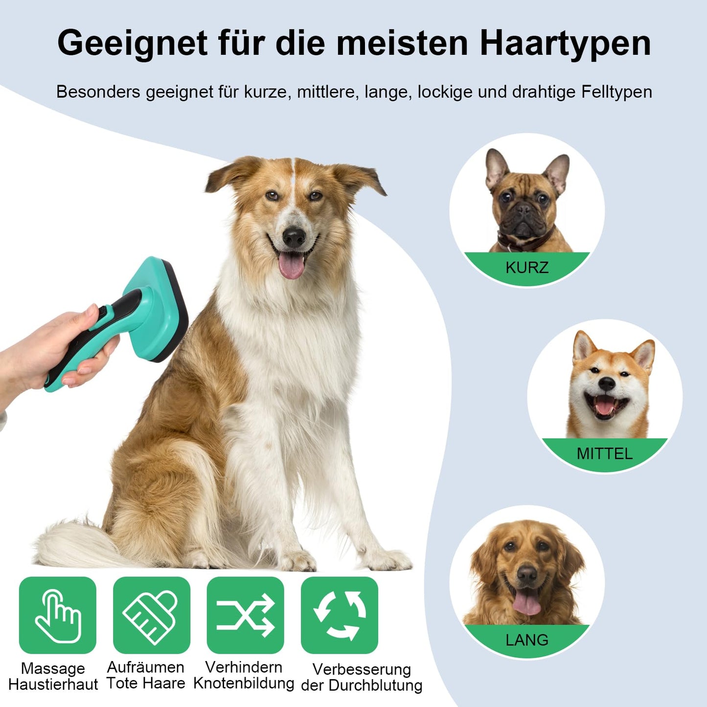 Hundebürste für Hunde und Katzen, selbstreinigend, Katzenbürste für Unterwolle und loses Fell