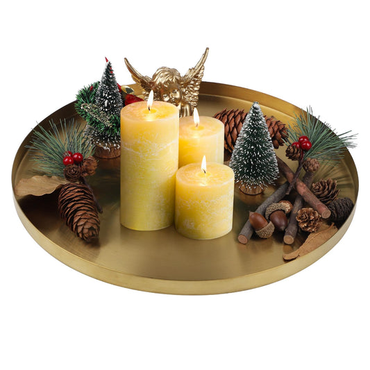 EXLECO 2 Badzimmer Deko Tablett Gold Servierplatte Mini Bad Dekotablett Edelstahl Serviertablett Schmuckschale Kerzentablett Oval Ablageschale für Schmuck Kerzen