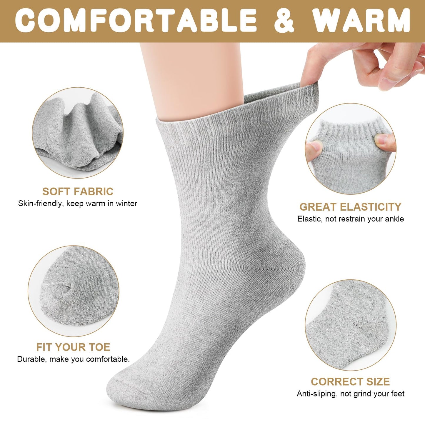 Airabc 5 Pairs of Women's Thermal Socks, Warm Winter Socks, Colourful Cosy and Breathable