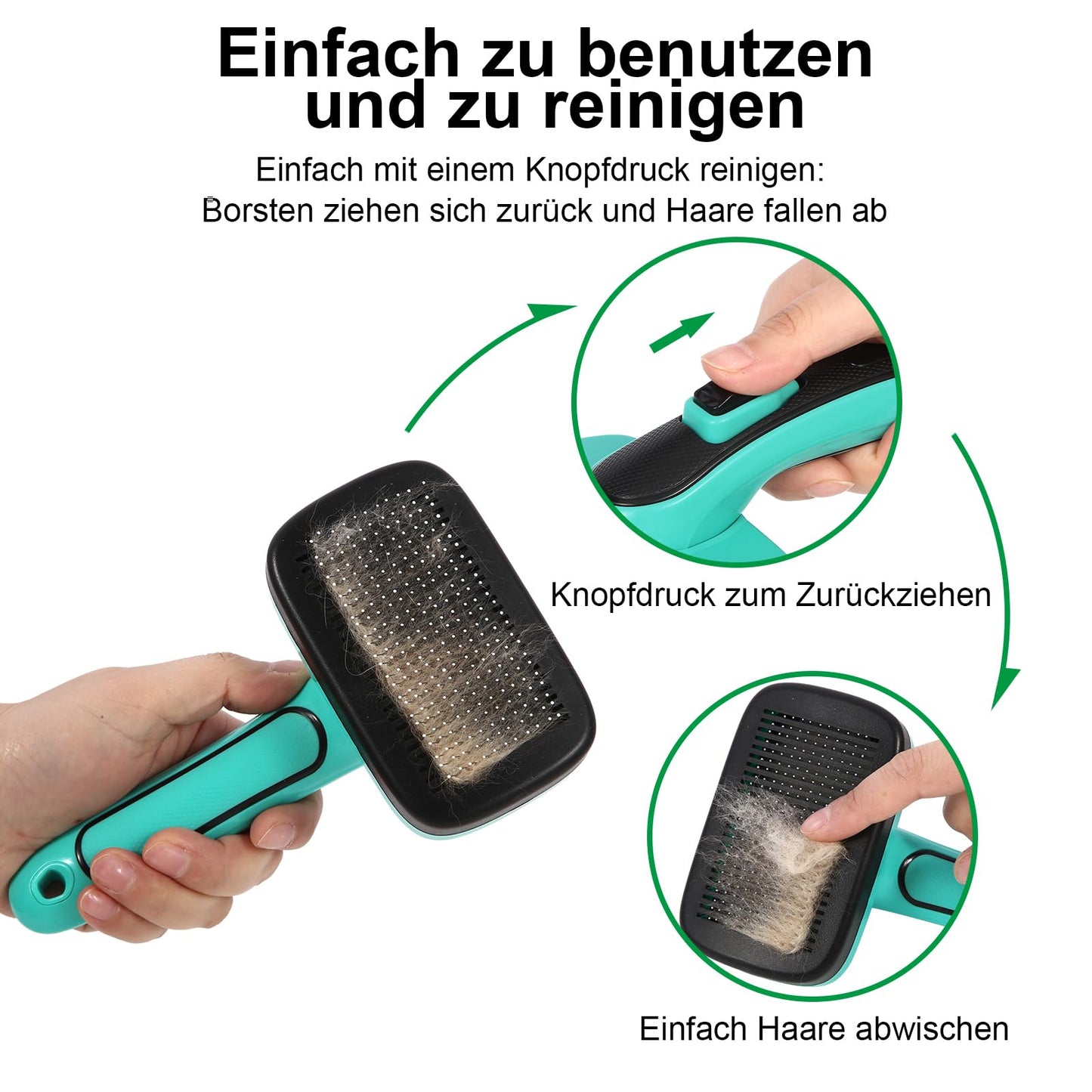 Hundebürste für Hunde und Katzen, selbstreinigend, Katzenbürste für Unterwolle und loses Fell