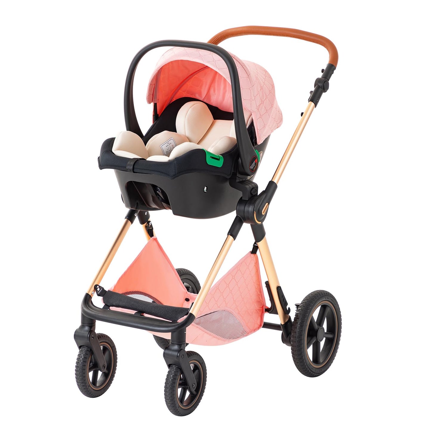 Shineey 3-in-1 Pushchair, Buggy, Foldable Pushchair Set, Combination Pushchair 3-in-1 with Large Comfortable Baby Carrycot Frame, Aluminium Alloy