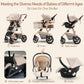 3-in-1 Pram Set with Seat, Baby Bed is Foldable, Adjustable Reclining Position,up to 15 kg, 0-3 Years