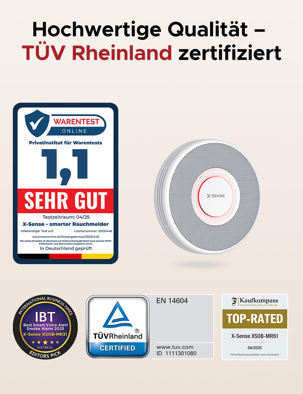 X-Sense Smarter Rauchmelder WLAN mit Sprachausgabe und 17 Standorten, Feuermelder, Rauchmelder , Brandmelder 6 Stück