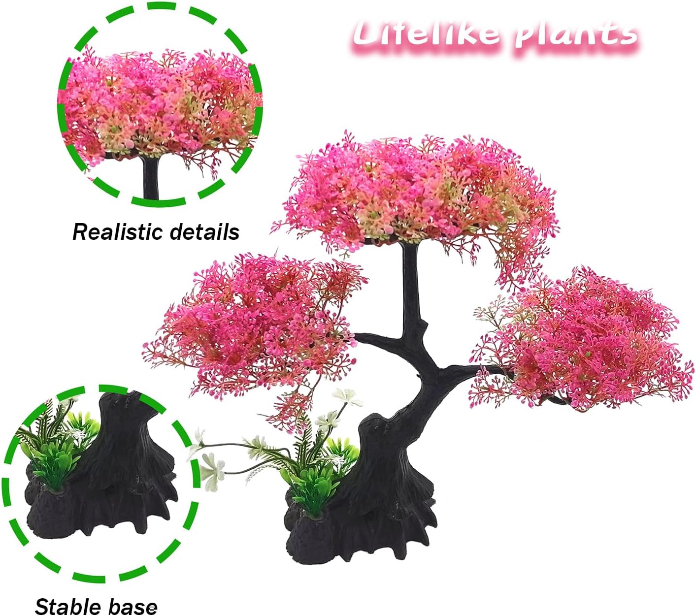 Rosa Kirschblüten-Baum Aquarium Dekorationsset – 10 Stück