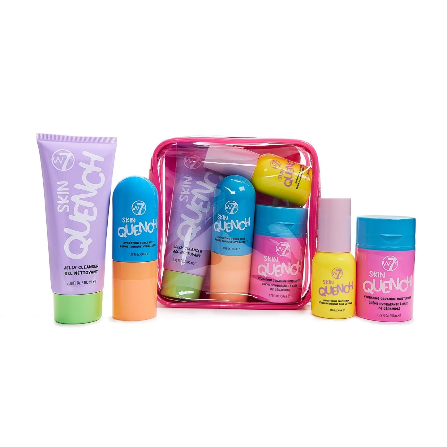 W7 Skin Quench Full Size Skincare Gift Set - Hydrating Bundle with Aloe & Ceramides