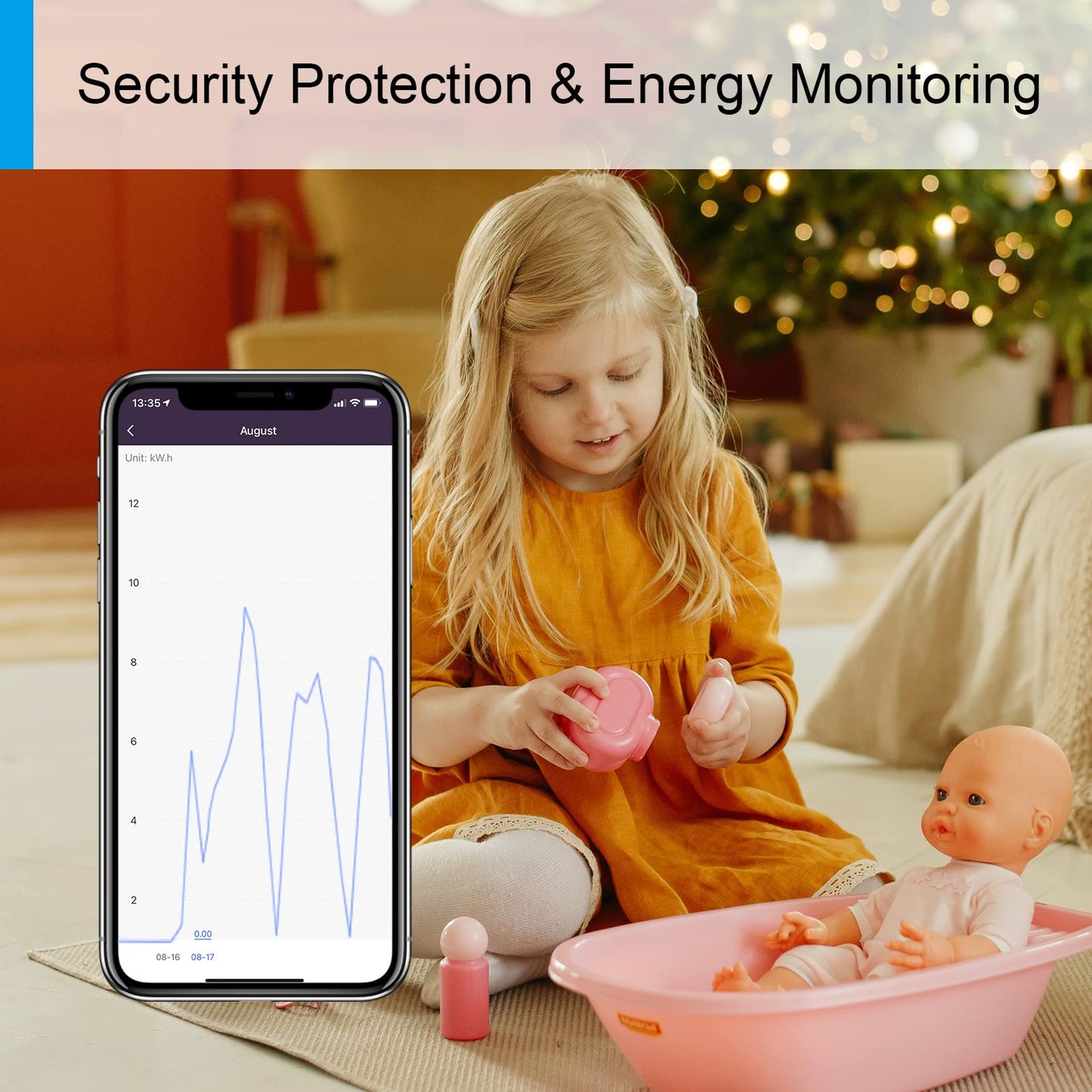 WLAN Smart Socket with Current Measurement 16 A, Smart Home Socket Compatible with Alexa/Google Home, Power Consumption Measurement, Voice Control, App Remote Control