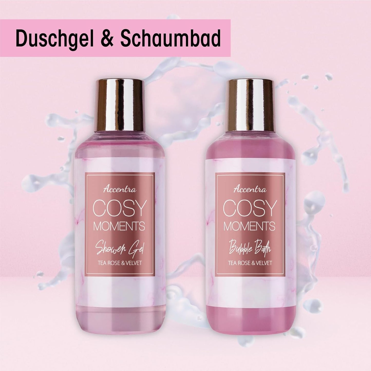 Accentra - COSY MOMENTS Bade- & Duschset in rosé - Geschenk Set zur Entspannung für Frauen zum Geburtstag