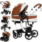 Reenborn 3-in-1 Pushchair, Buggy with Two Reversible Sliding Modes, Pushchair with Frame Aluminium Alloy, Baby Pram, 3-in-1 Complete Set with One-Click Folding Design