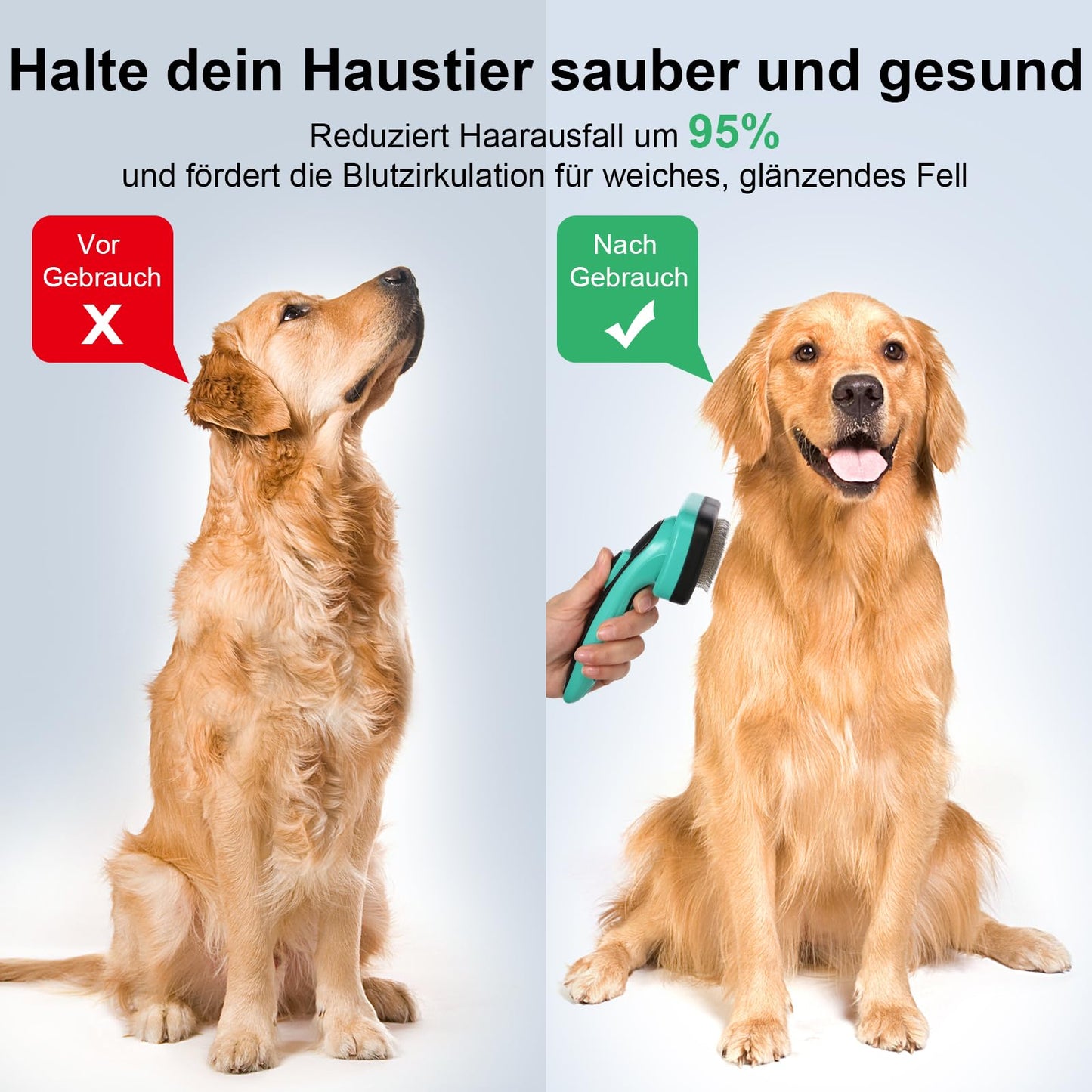 Hundebürste für Hunde und Katzen, selbstreinigend, Katzenbürste für Unterwolle und loses Fell