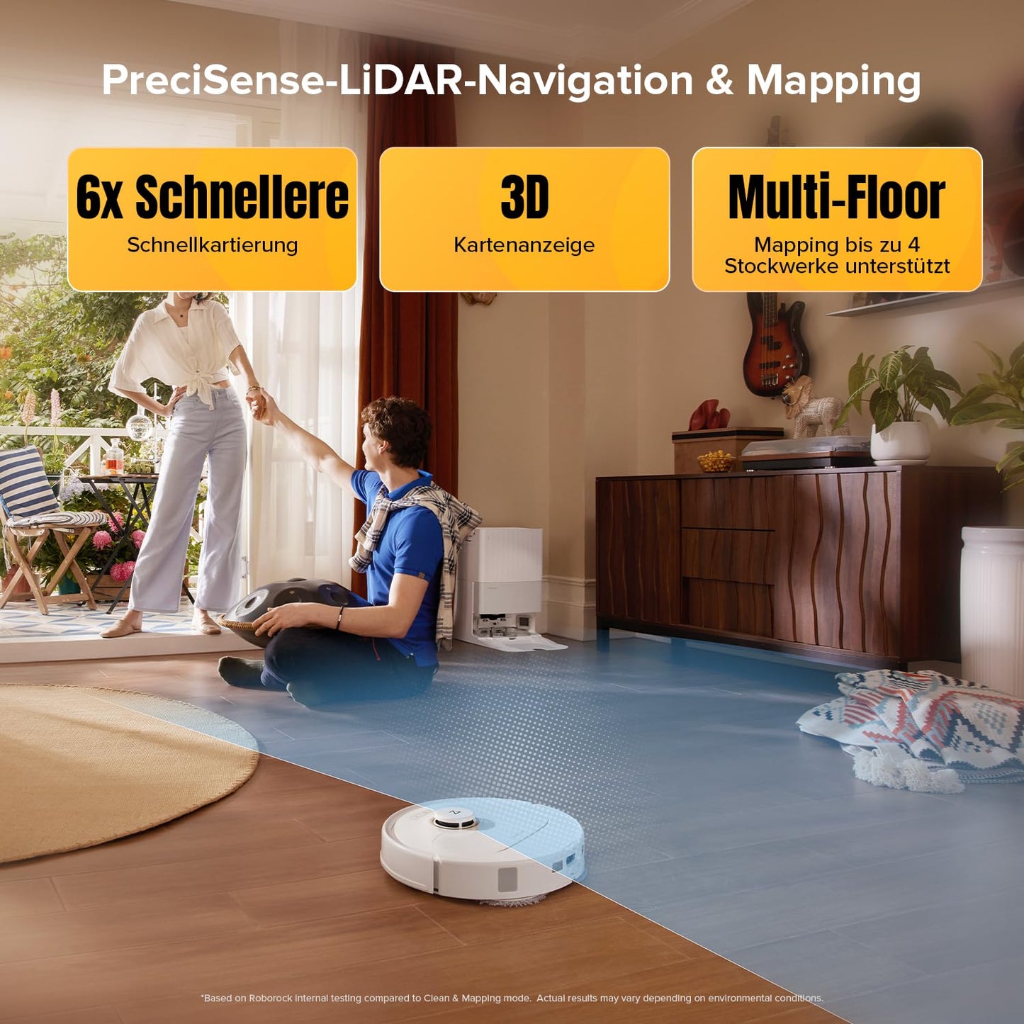 Robot Vacuum Cleaner with Wiping Function, 8000Pa Suction Power Anti-Tangling Side Brush, Obstacle Avoidance