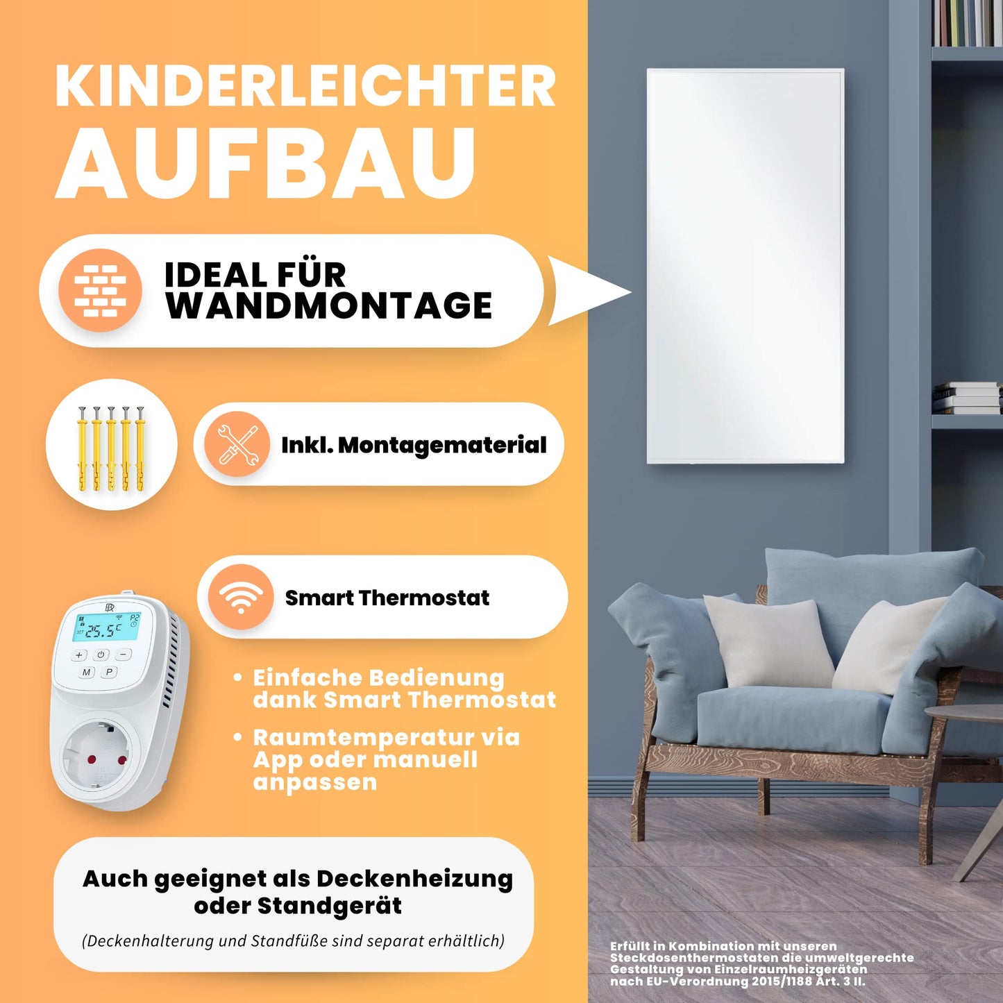 BR Bringer Infrared Heater, 600 watt, Infrared Electric Heater, Energy-Saving, TÜV GS, German Quality Brand