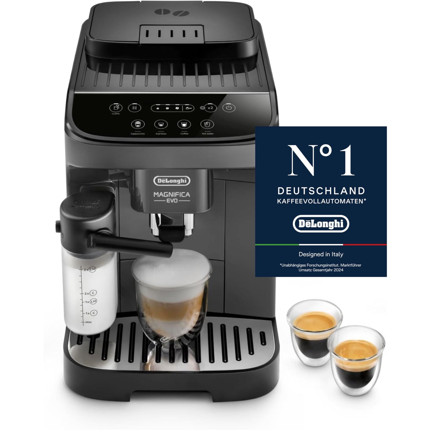 De'Longhi Fully Automatic Coffee Machine with LatteCrema Milk System, 7 Direct Selection Buttons for Cappuccino, Espresso