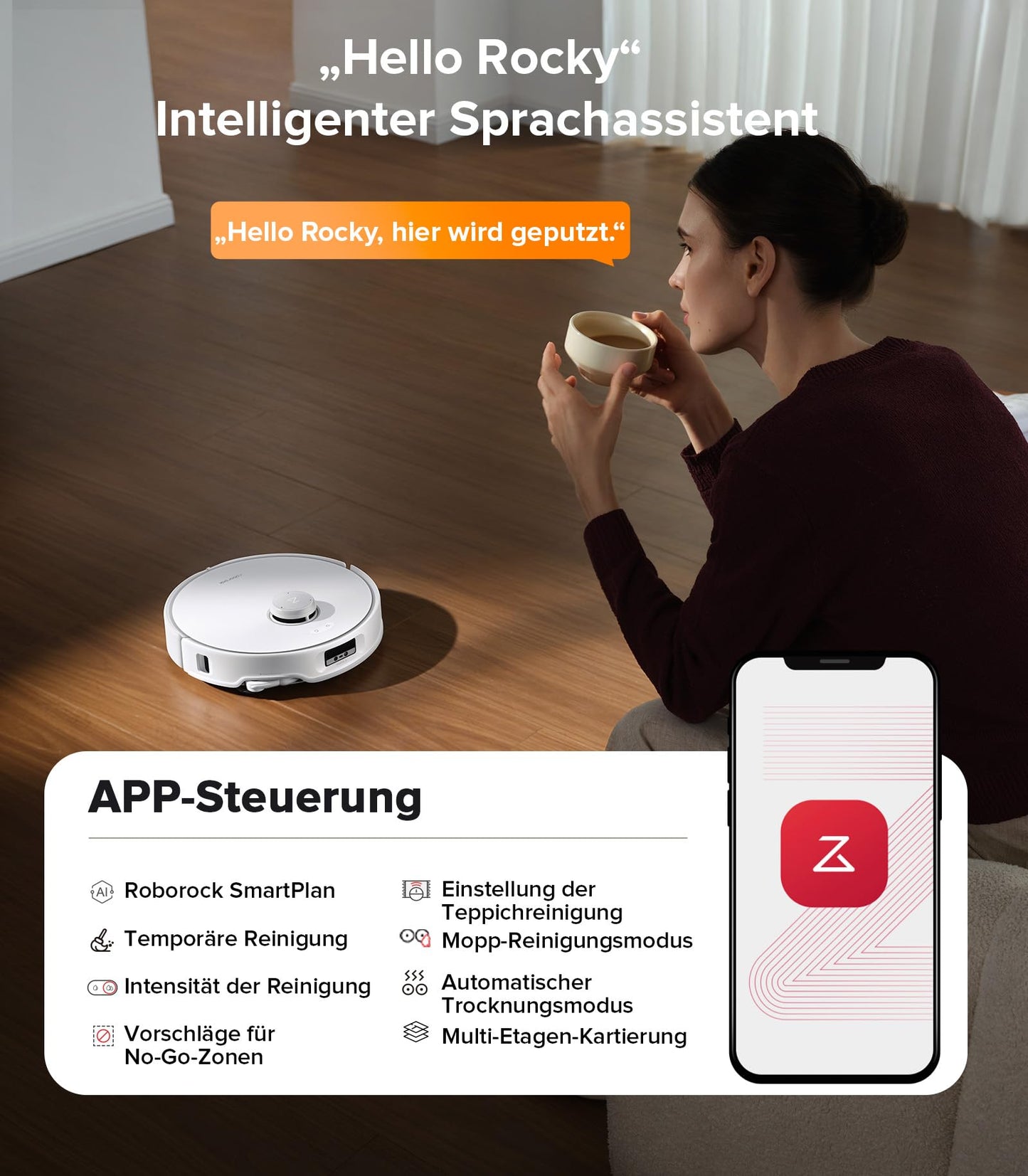 roborock Qrevo Edge Robot Vacuum Cleaner with Mop Function, Edge Cleaning, Heatable Mop, 75°C Hot Water