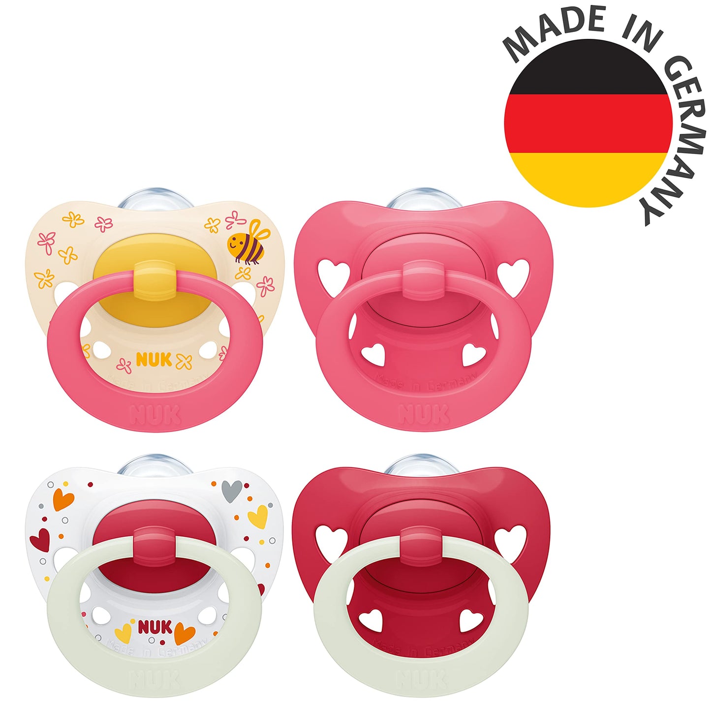 NUK Signature Day & Night Babyschnuller | 0-6 Monate | Leuchtet im Dunkeln | Sterne | 4 Stück