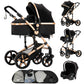 Reenborn 3-in-1 Pushchair, Buggy with Two Reversible Sliding Modes, Pushchair with Frame Aluminium Alloy, Baby Pram, 3-in-1 Complete Set with One-Click Folding Design
