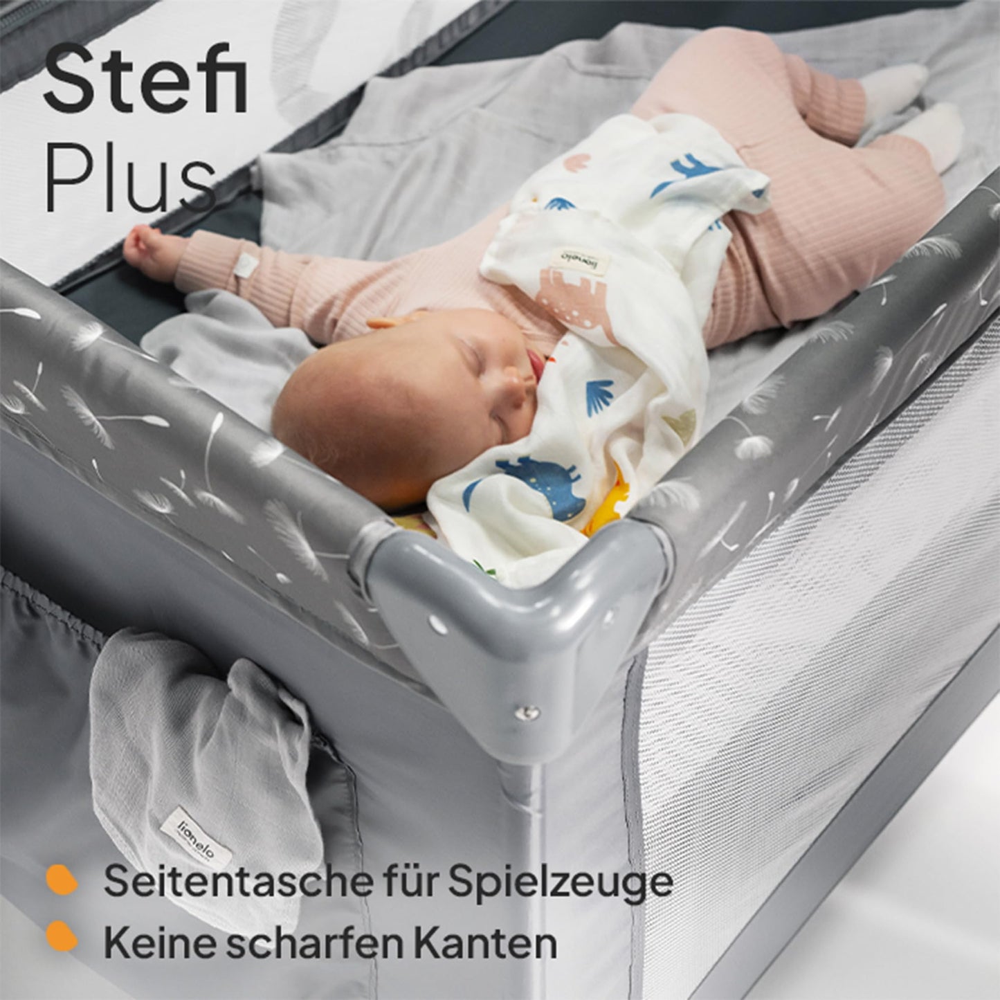 Reisebett bis 15 kg Babybett Kinderreisebett mit Matratze Seitlicher Eingang mit Reißverschluss